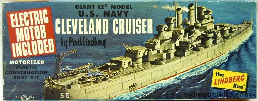 Lindberg 1/1080 USS Cleveland CL55 Light Cruiser Motorized, 777M-100 plastic model kit